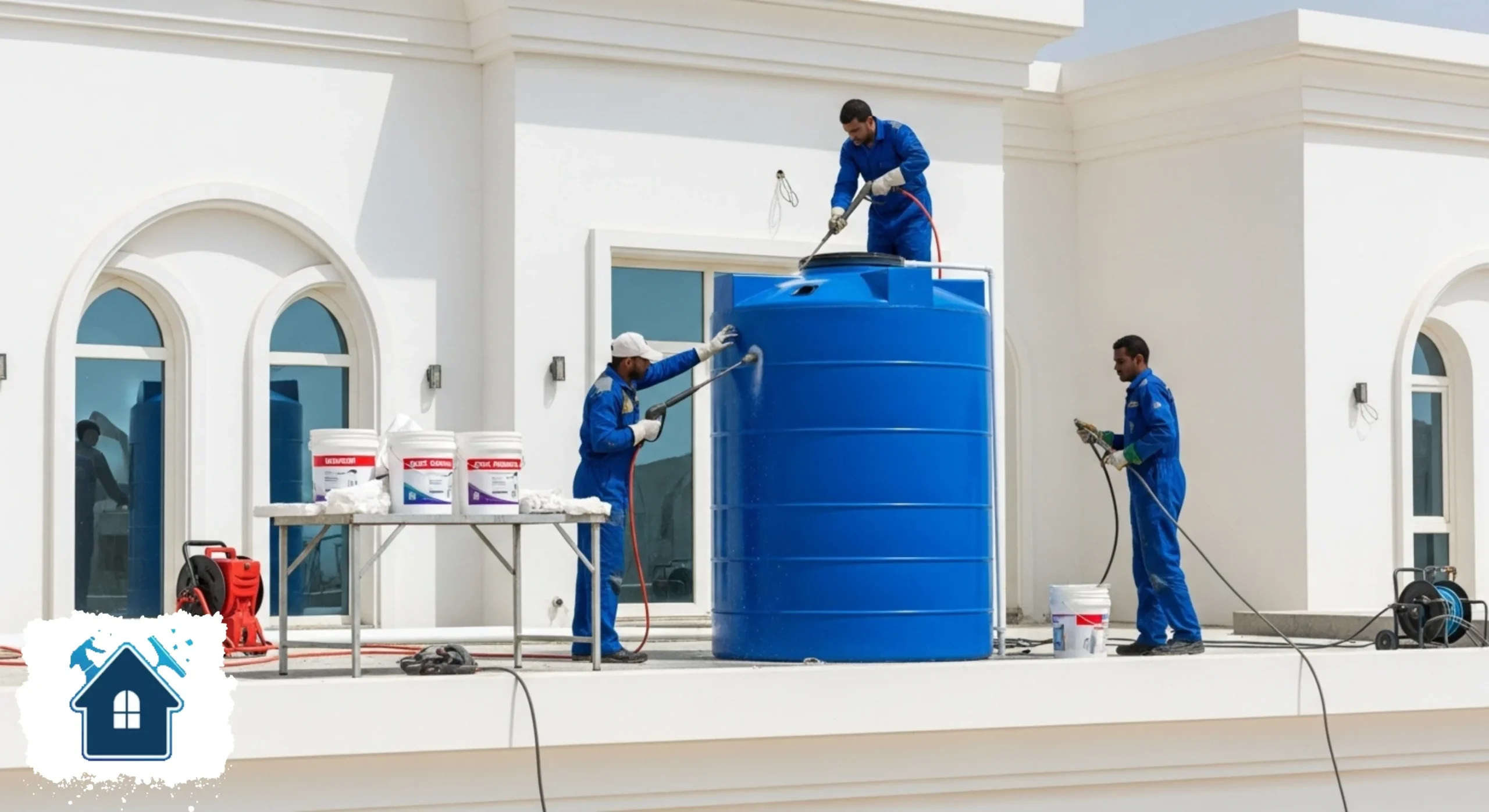 خدمات تنظيف وغسيل وتعقيم خزانات المياه قبل العزل